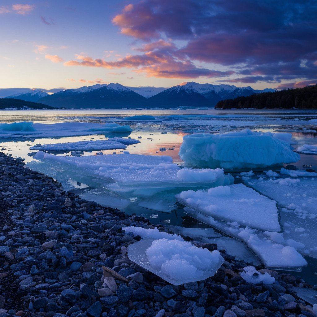 Icy glacier lake 4k stock image