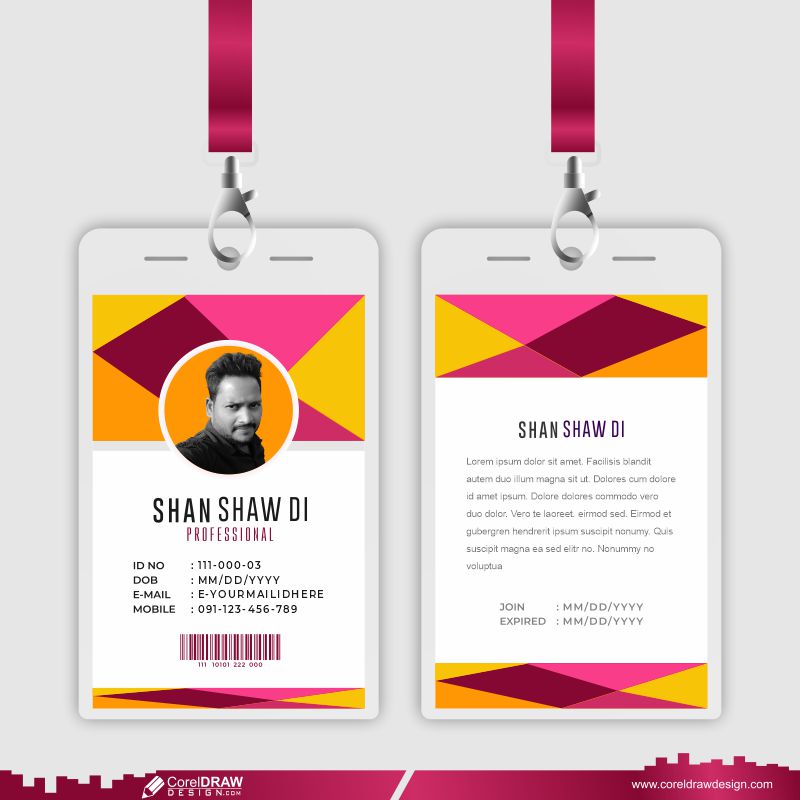 Id Card Template With Flat Design Premium Vector
