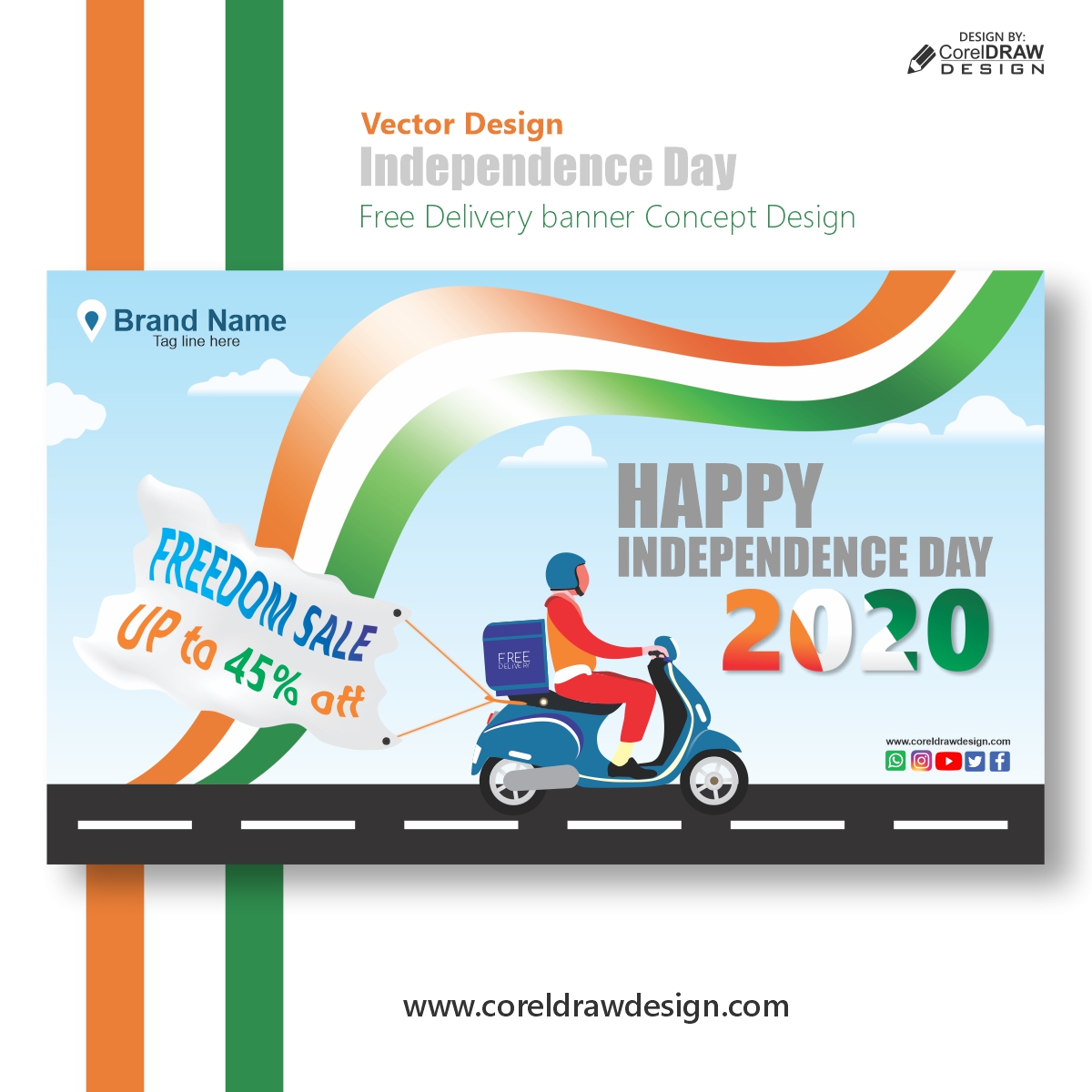 Independence Day  Free Delivery banner Concept Design