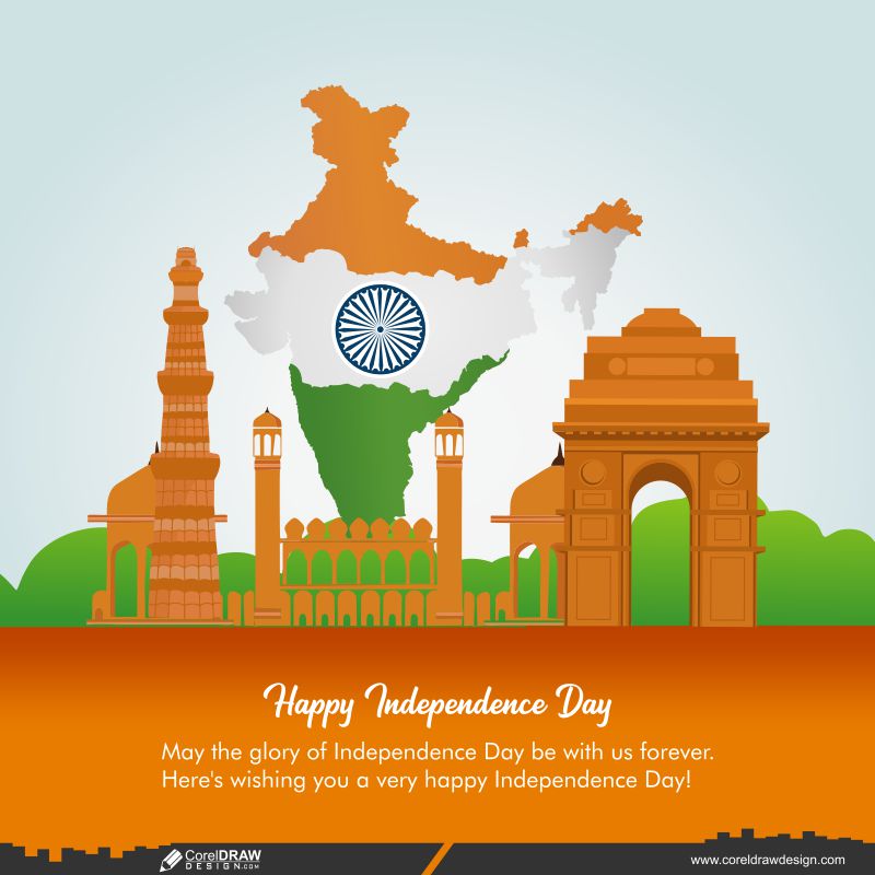 Happy Independence Day India 15th august Indian monument and Landmark with  background  poster card banner vector illustration design Stock Vector  Image  Art  Alamy