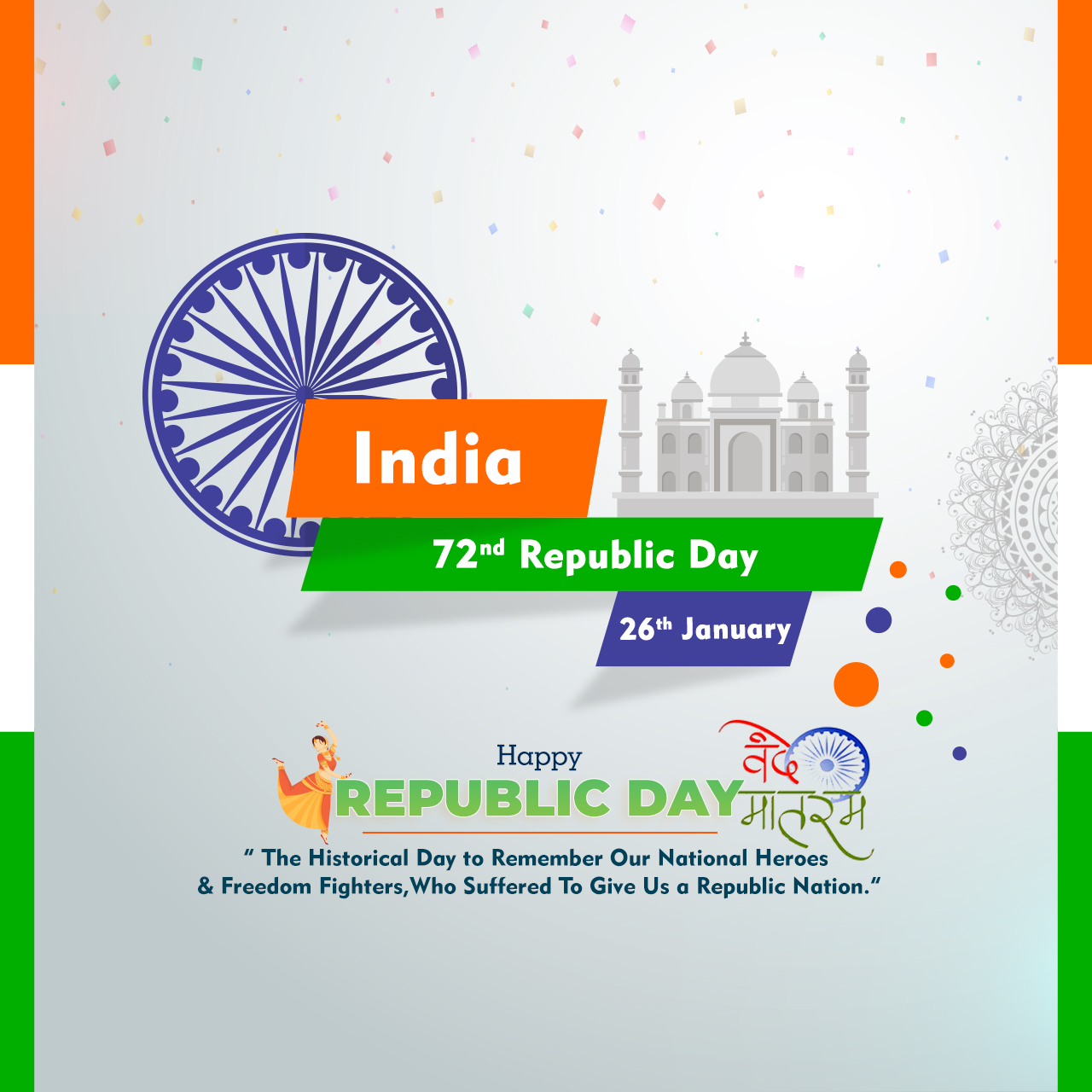 Indian 72nd Republic Day Beautiful Banner, Background, Free Psd
