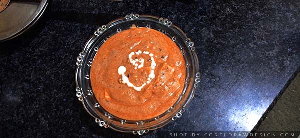 Indian Dish Shaahi Paneer in Glass Bowl