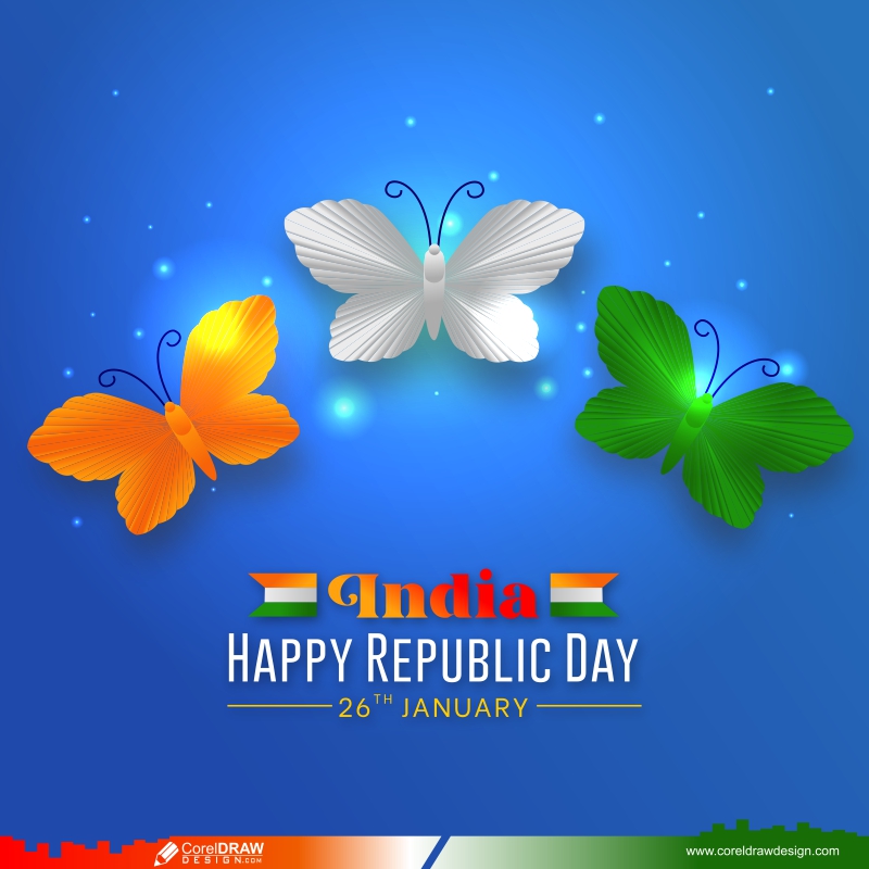 Indian Flag Unique Concept Republic Day Craft Paper Butterflies Background