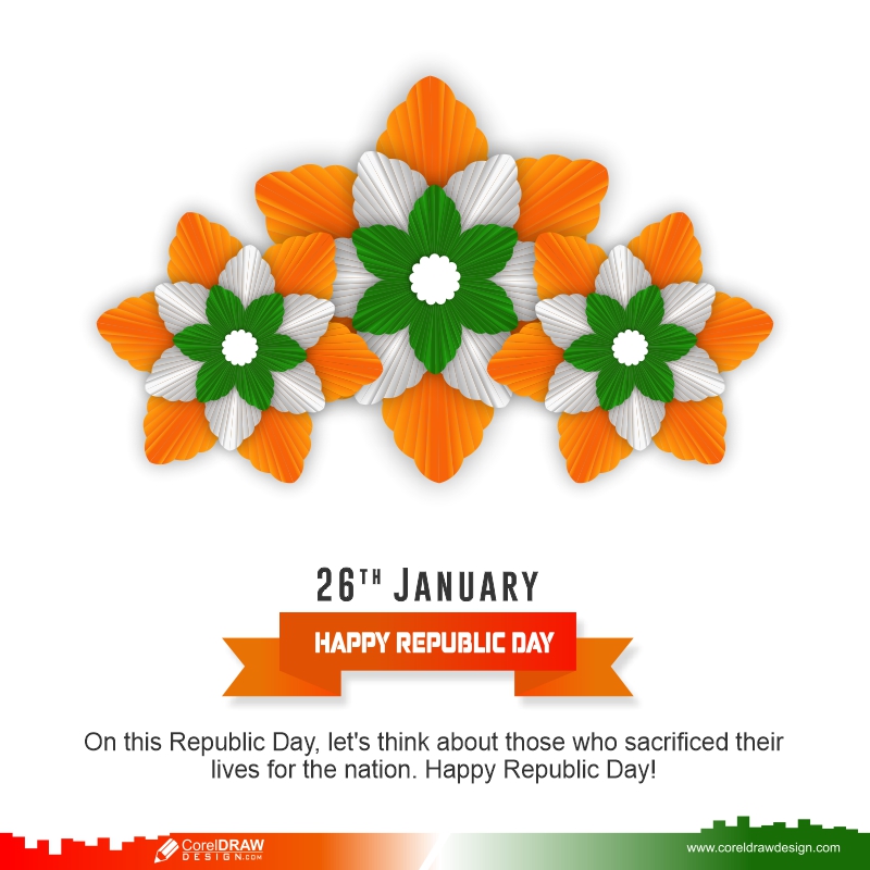 Indian Flag Unique Concept Republic Day Paper Craft flowers Background Premium Vector
