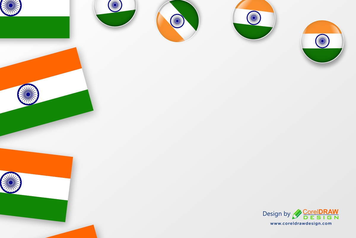 Indian Flags and Badges White space Background, Free Vector