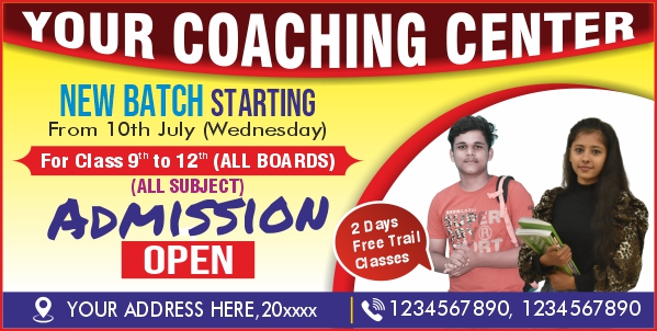 Indian School and Coaching Hindi Flex Banner Design With Free Cdr FIle Download For Free