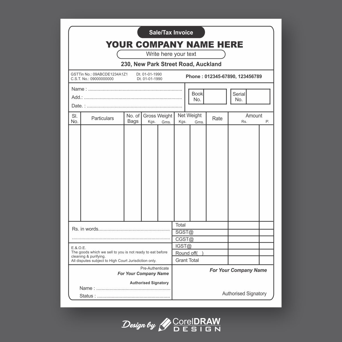 Free Invoice Template Coreldraw Printable Templates