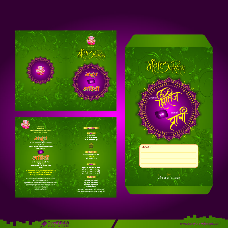 Indian Wedding Stationery Collection Free Vector Design