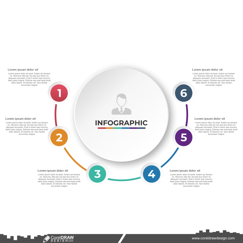 Infographic 6 points circular sequence element of infographic Design Presentations Banner Vector