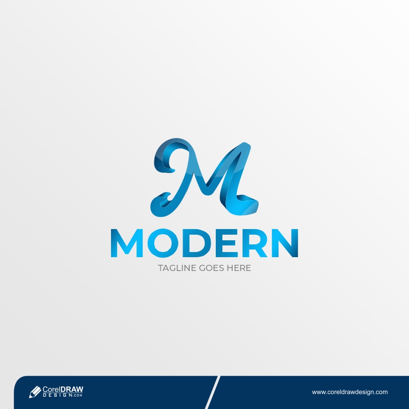 Initial Letter M Monogram Logo Blue Color Free Vector Design