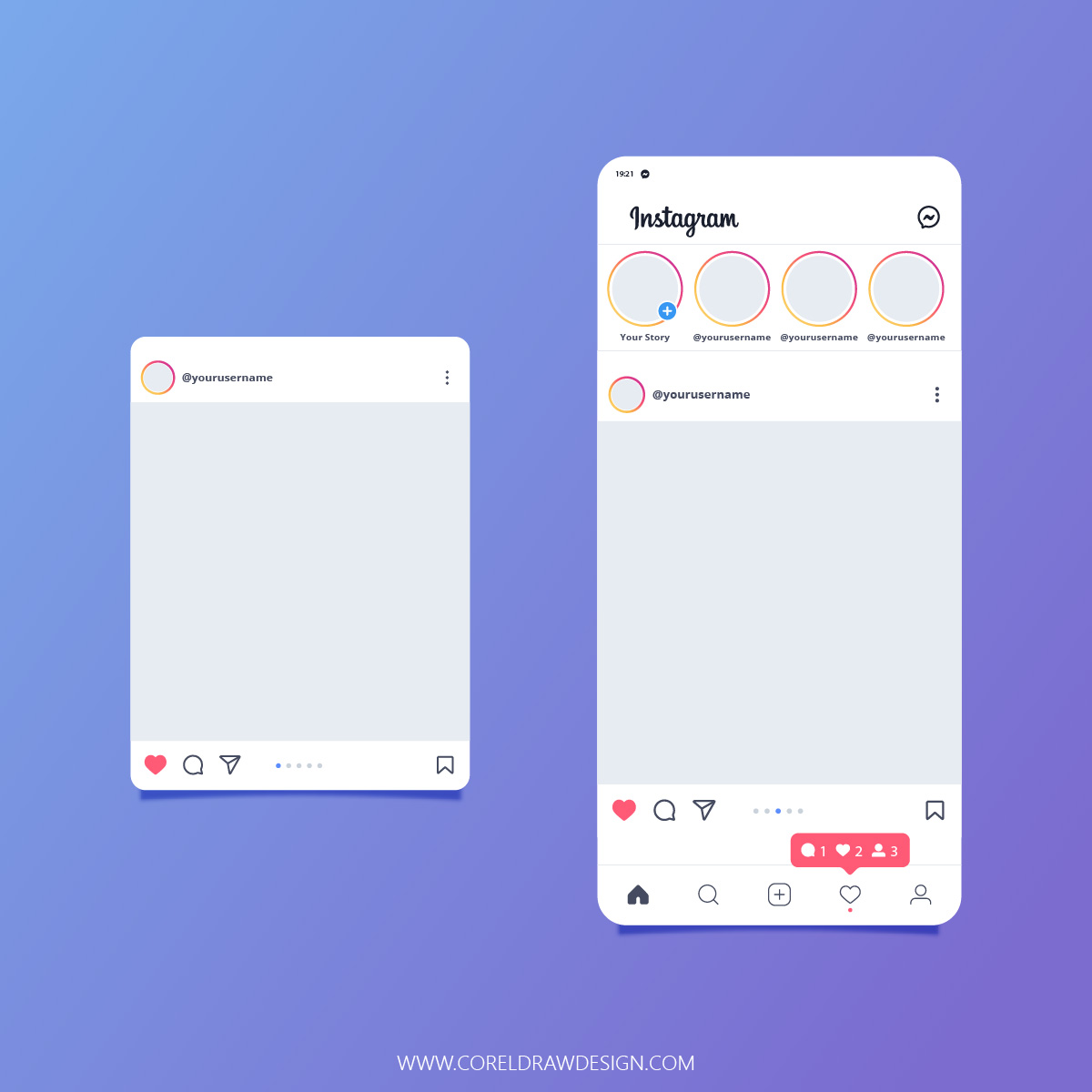 Download Instagram UI Kit | CorelDraw Design (Download Free CDR, Vector