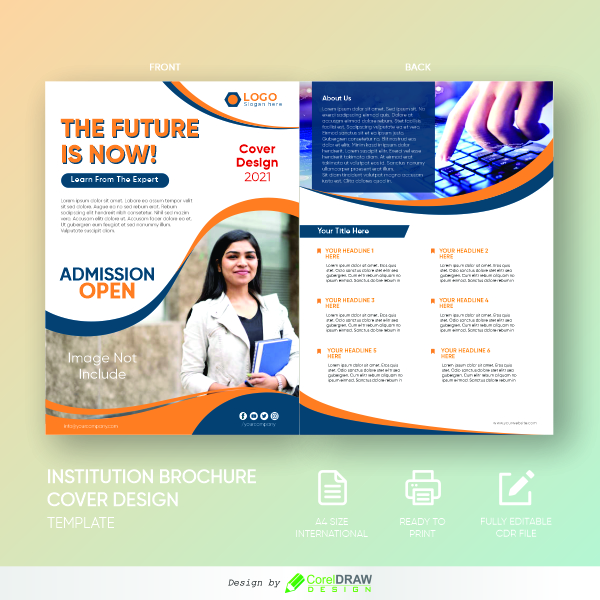 Institution Brochure Cover Design Template, Free CDR