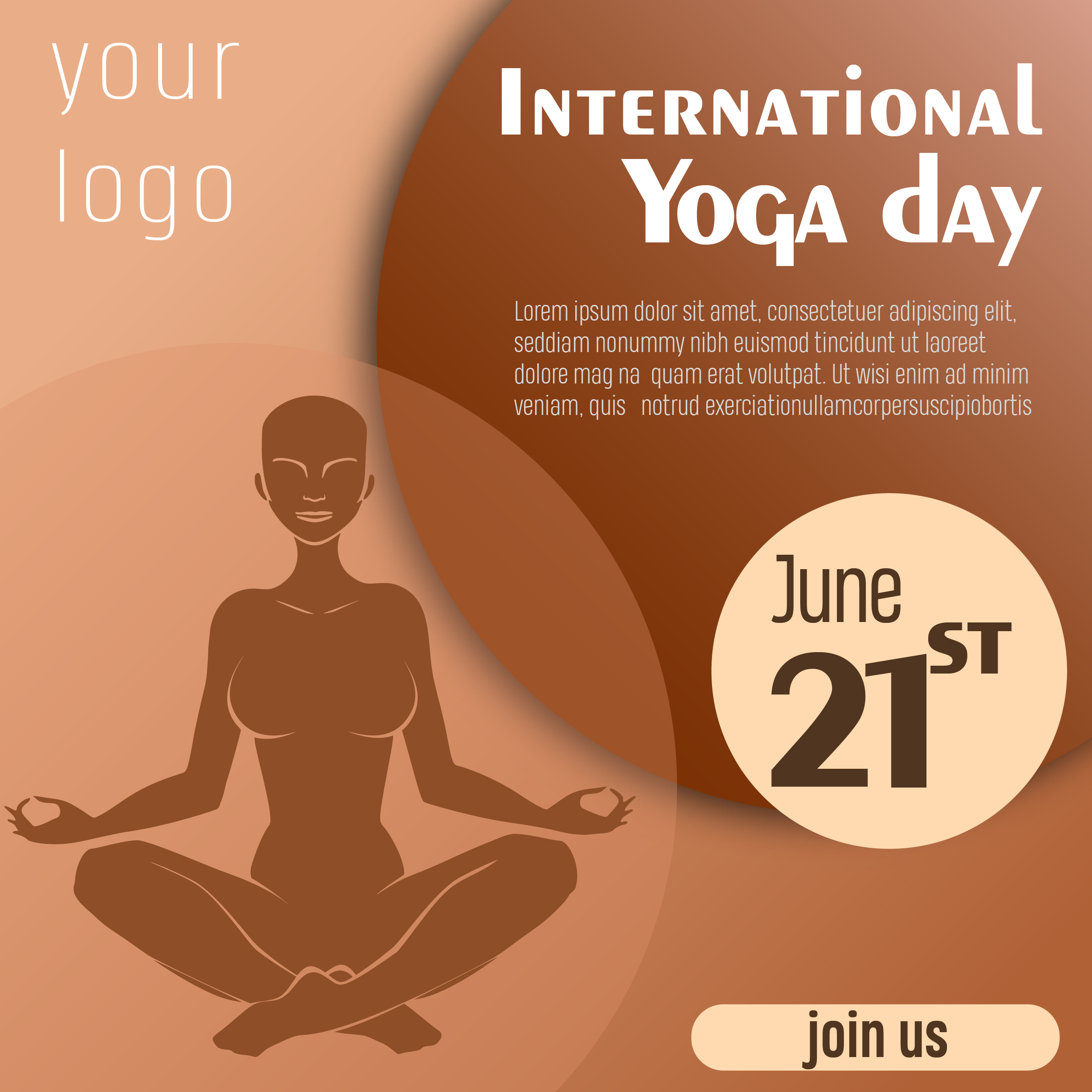 International Yoga Day Logo with Sun Silhouette