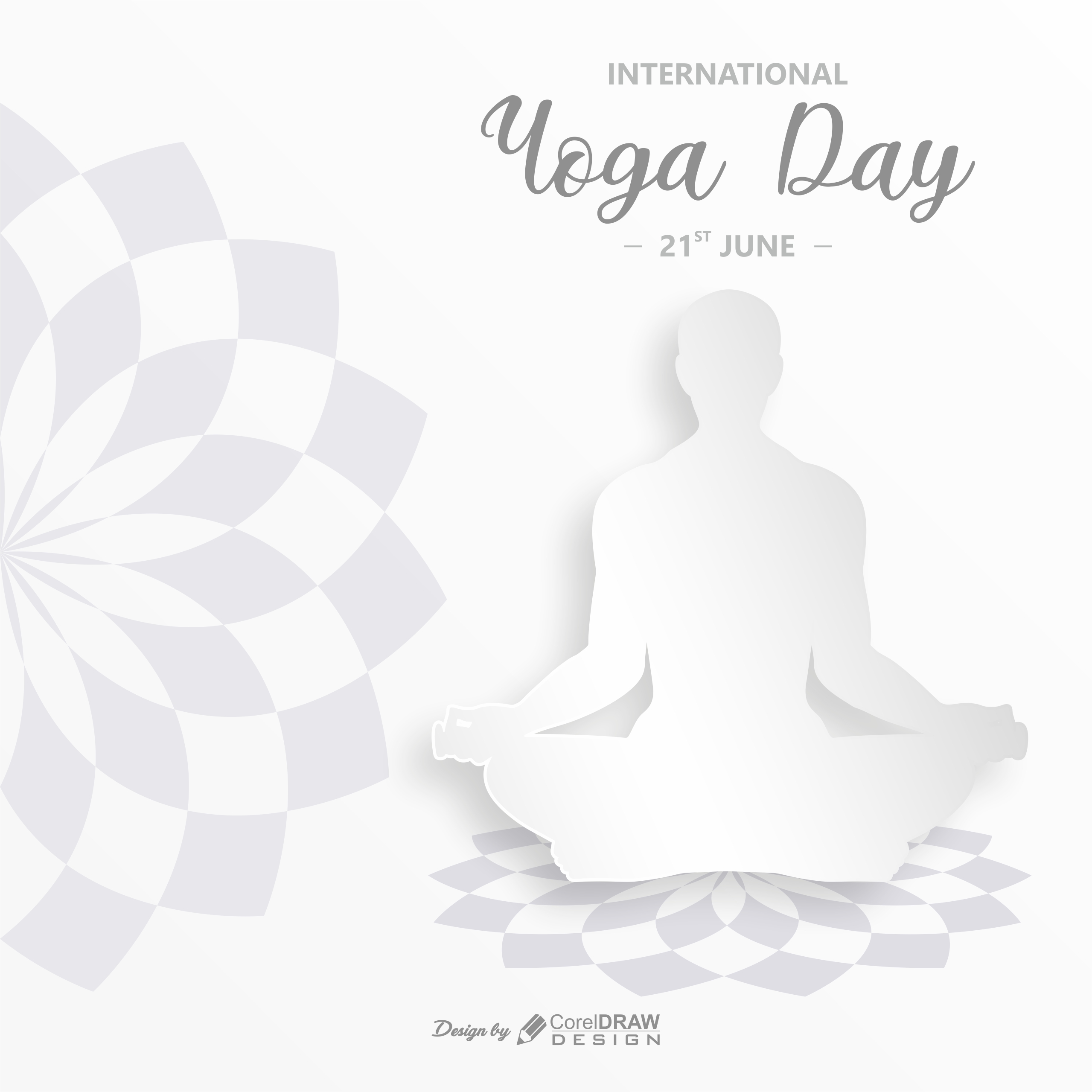 International Yoga Day-White 3D Paper style