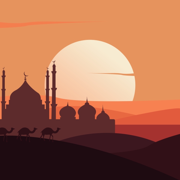 Islamic Mosque Evening vibe Vector Banner Creative Design For Free In CDR file