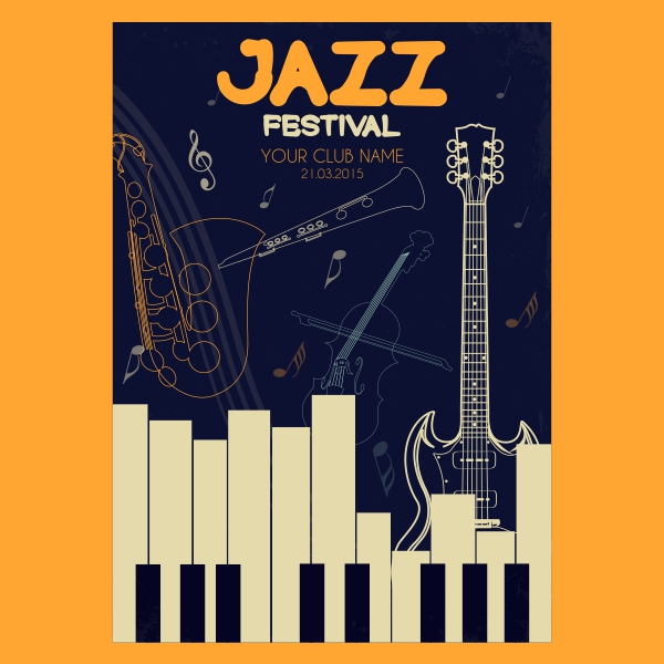 Jazz Music Poster Vector Template Design Download For Free