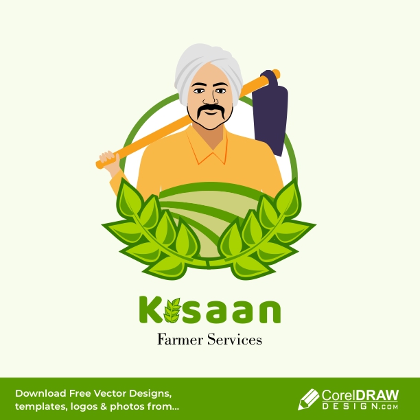 Kisaan the Indian farmer vector illustration, logo free vector design