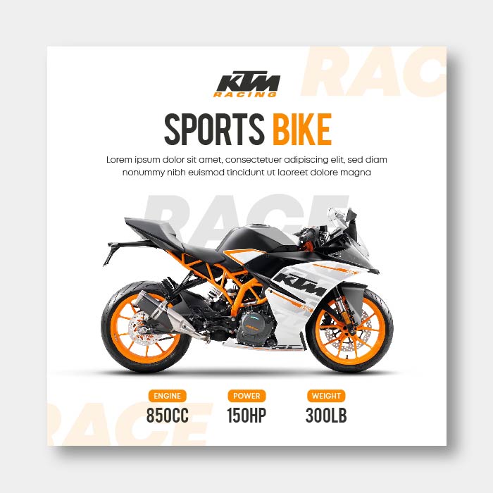 KTM Rc sports bike Social Media Banner Template