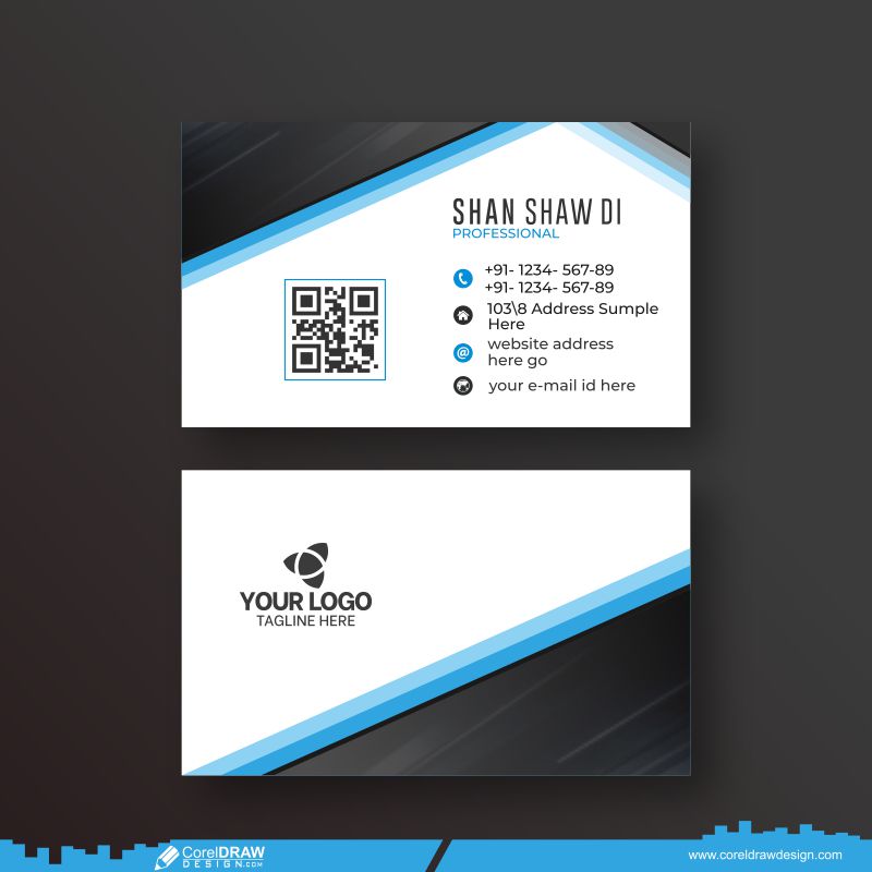 Layout Blue Business Card Design Vector CDR Free