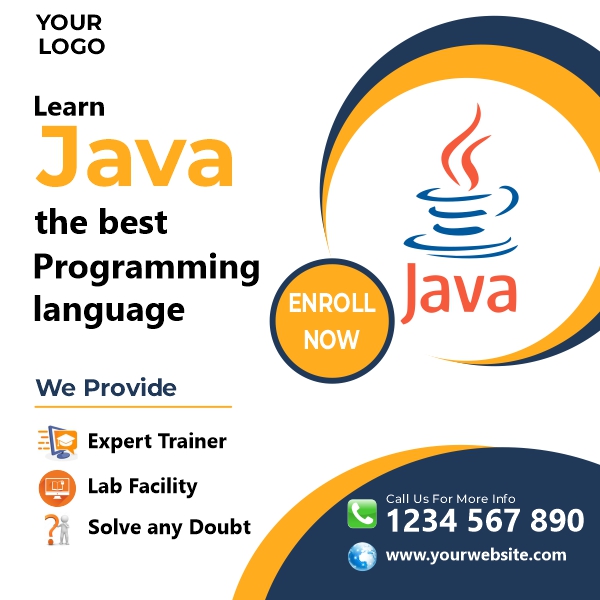 Learn Java Programming Banner, Computer Institute Promotional Banner, Free CDR