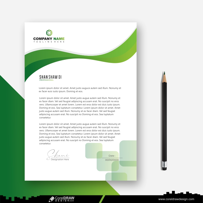 letterhead template vector download green new design