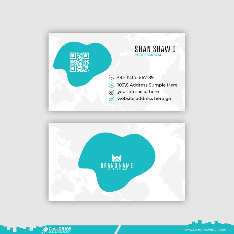 Light blue business card design template premium vector