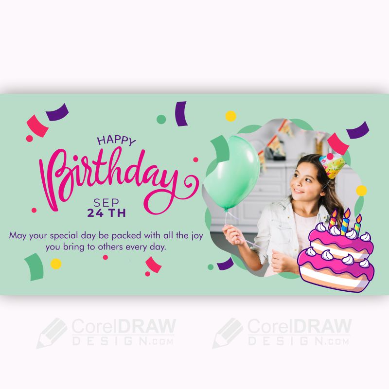 Light Color Birthday celebration banner with photo vector cdr background 