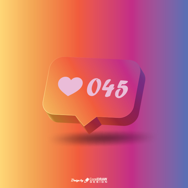 Like Count Instagram 3D Vector Logo Trending 2021 Free AI & EPS File Download