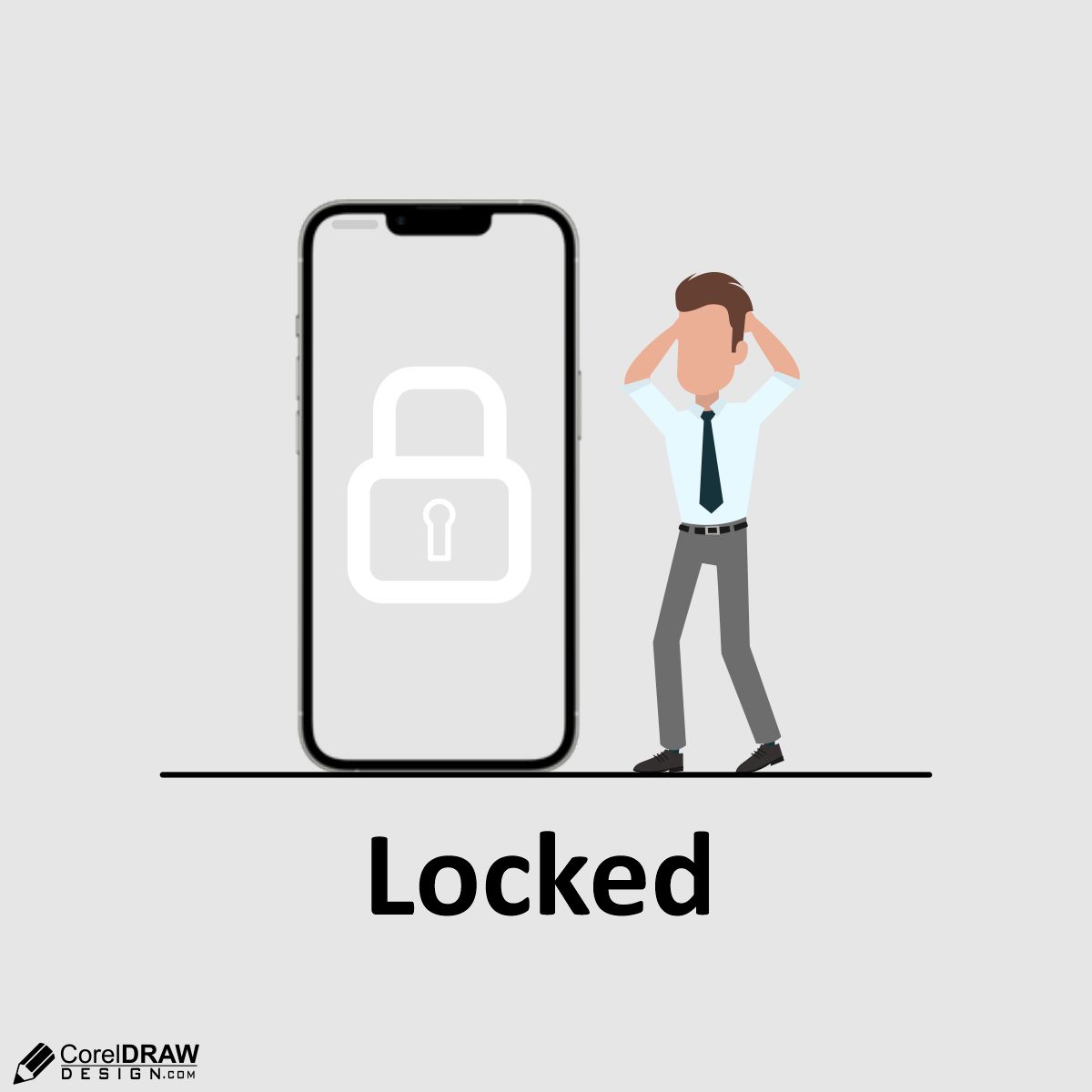 locked poster image vector free design