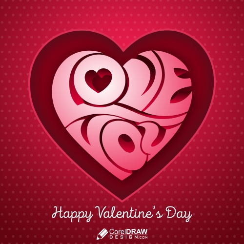 Love You Heart Shape Lettering, Valentine Day Background, Free Vector