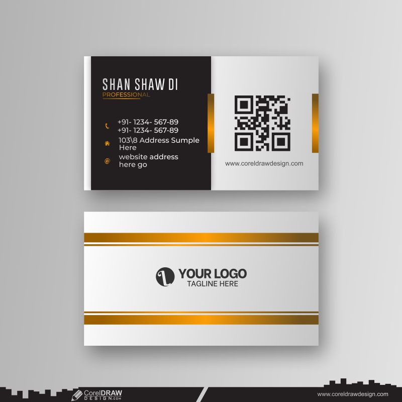 Luxury Golden Business Card Design Vector CDR Free