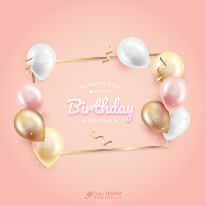 Luxury happy birthday card with pink flowers Vector Image