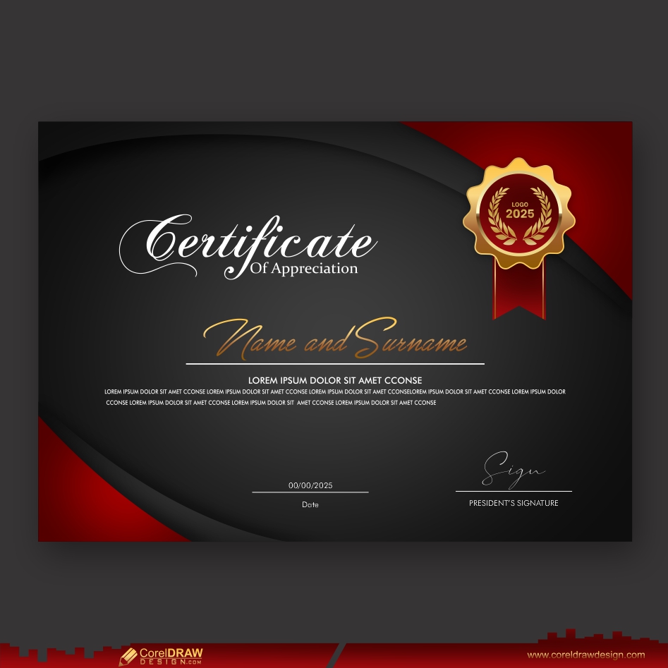 Luxury Professional Certificate Template With Badge Premium Vector