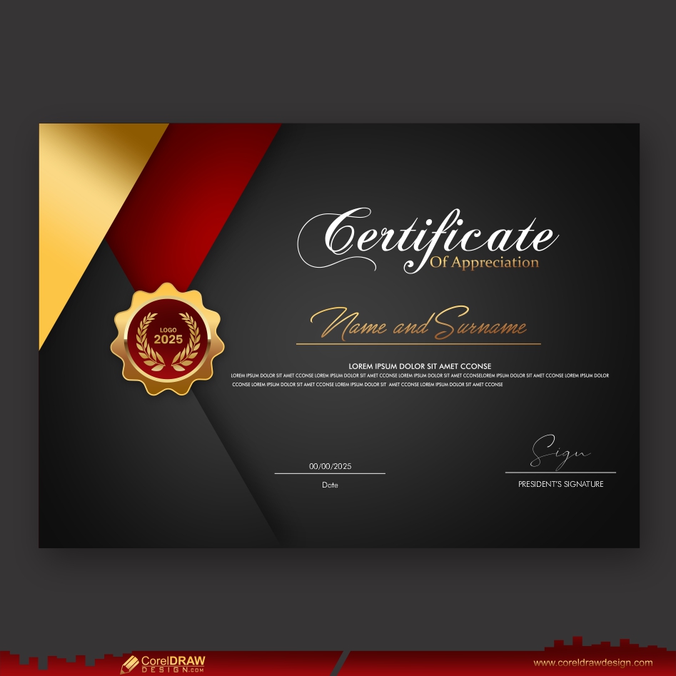 Download Luxury Professional Certificate Template With Badge Premium