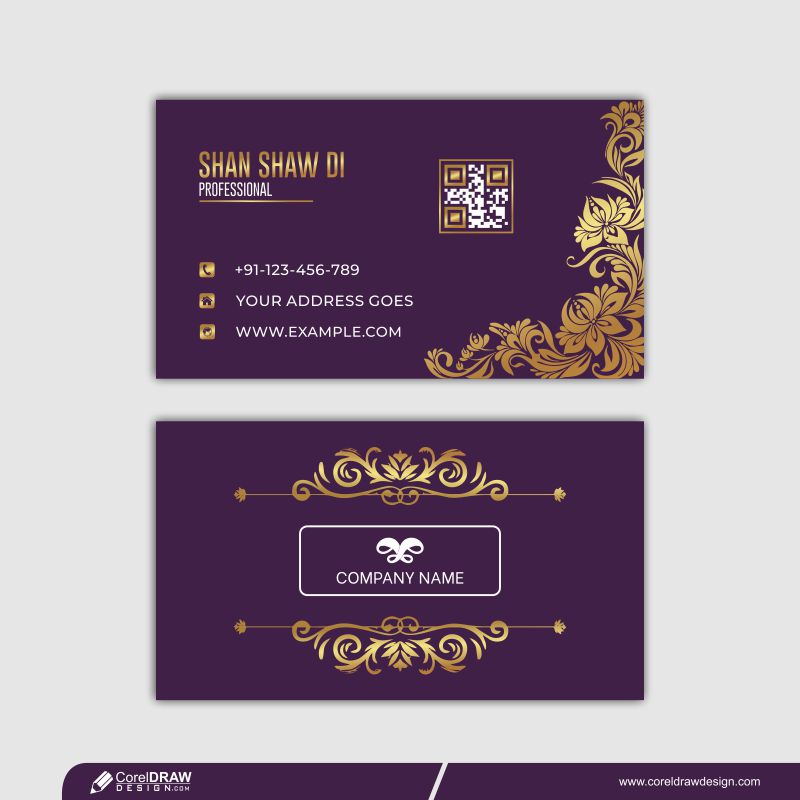 Luxury Royal Purple And Gold Business Card Design Template Free Vector