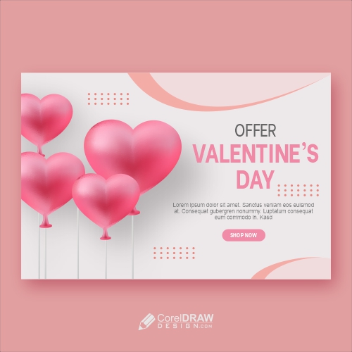 Luxury Valentines Day Offer Banner Hearts Free Premium Vector