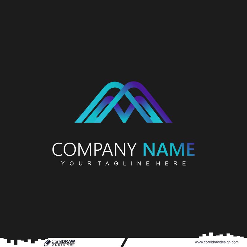 M logo design template cdr download