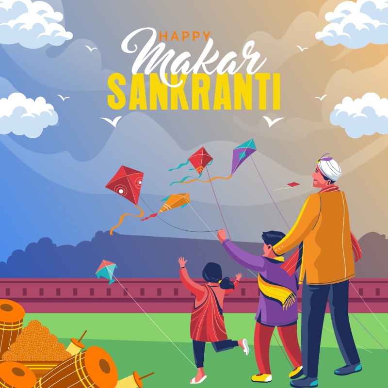 Download Makar Sankranti 2024 Greeting Vector illustration Design For