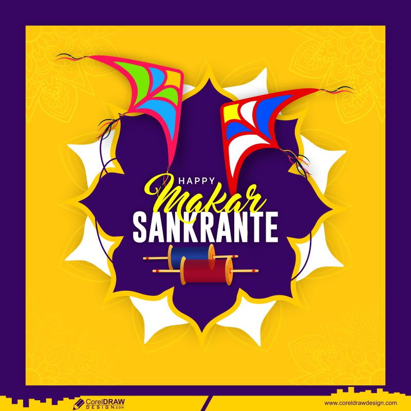 Happy Makar Sankranti Background Decorated with Colorful Kites F Stock  Illustration  Illustration of agriculture holiday 130543144