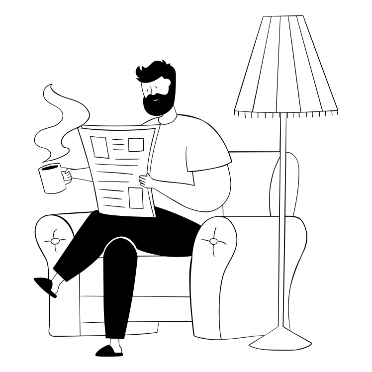 Man Reading Newspaper Vector illustration Download For Free