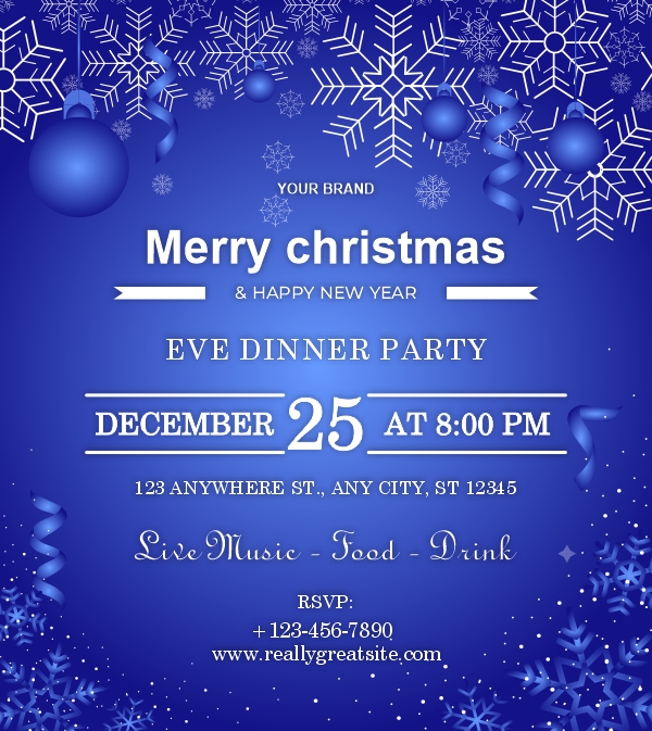 Marry Christmas party invitation card poster design CDR download now for free