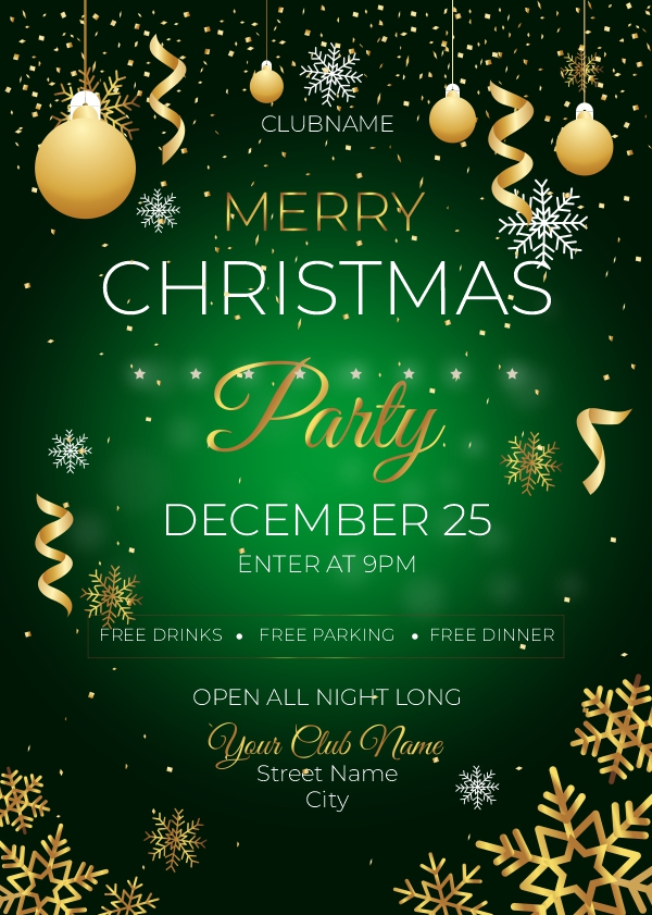 Marry Christmas party invitation card poster design CDR file download