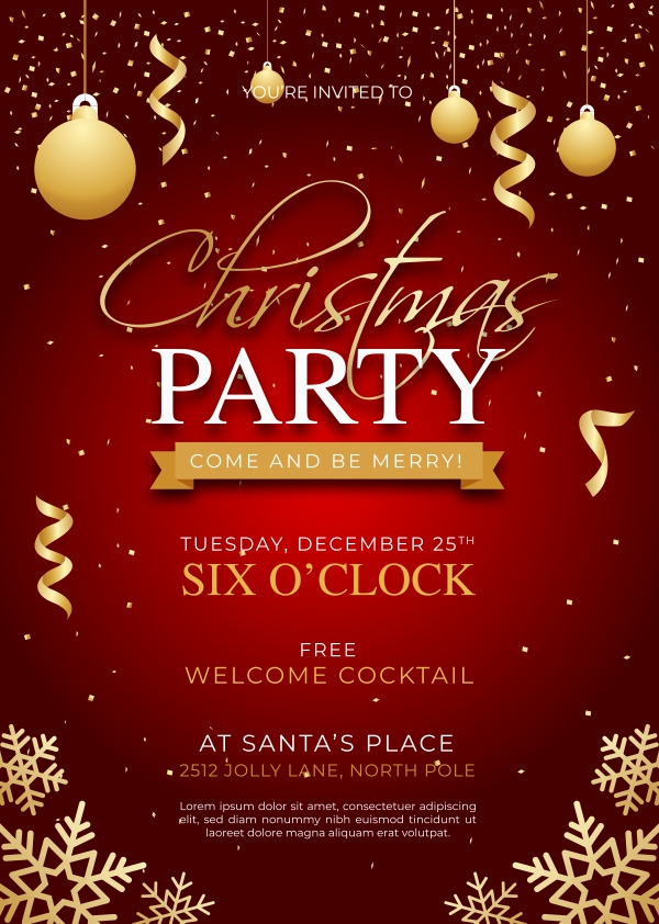 Marry Christmas party invitation card poster design CDR file download now for free