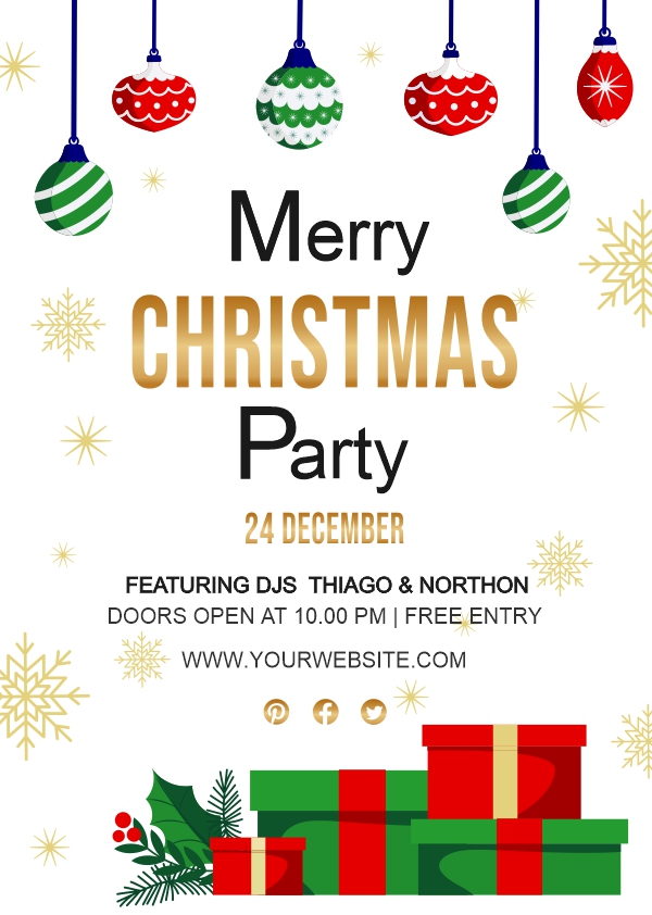 Marry Christmas party invitation card poster design download now