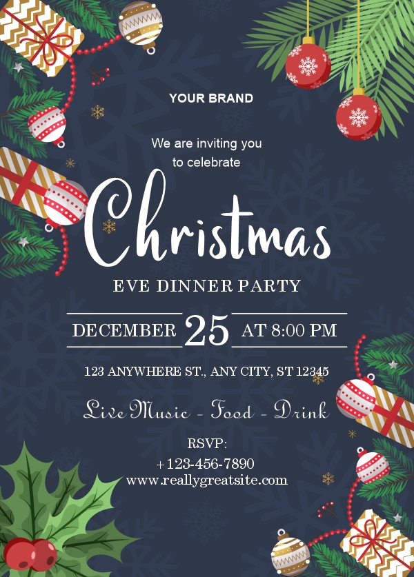 Marry Christmas party invitation card poster design download now for free