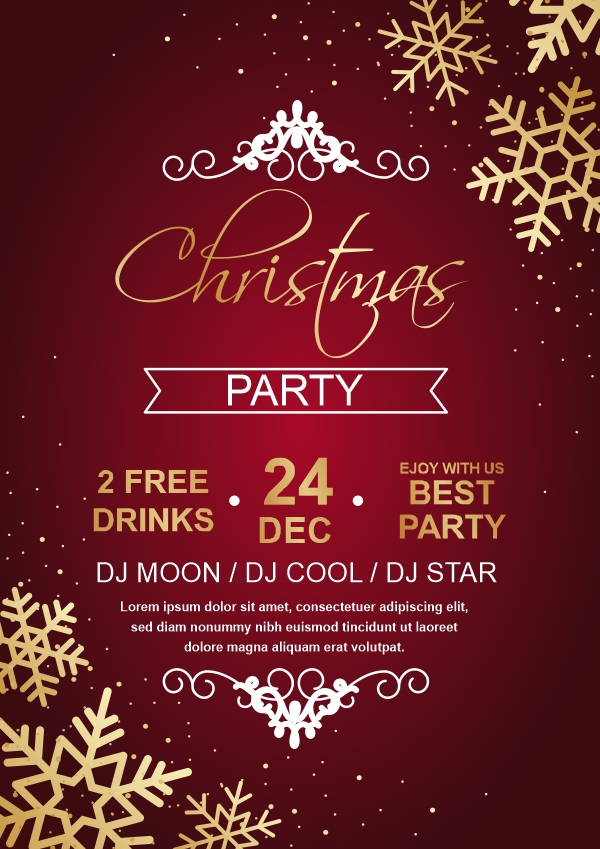 Marry Christmas party invitation card poster design download now free