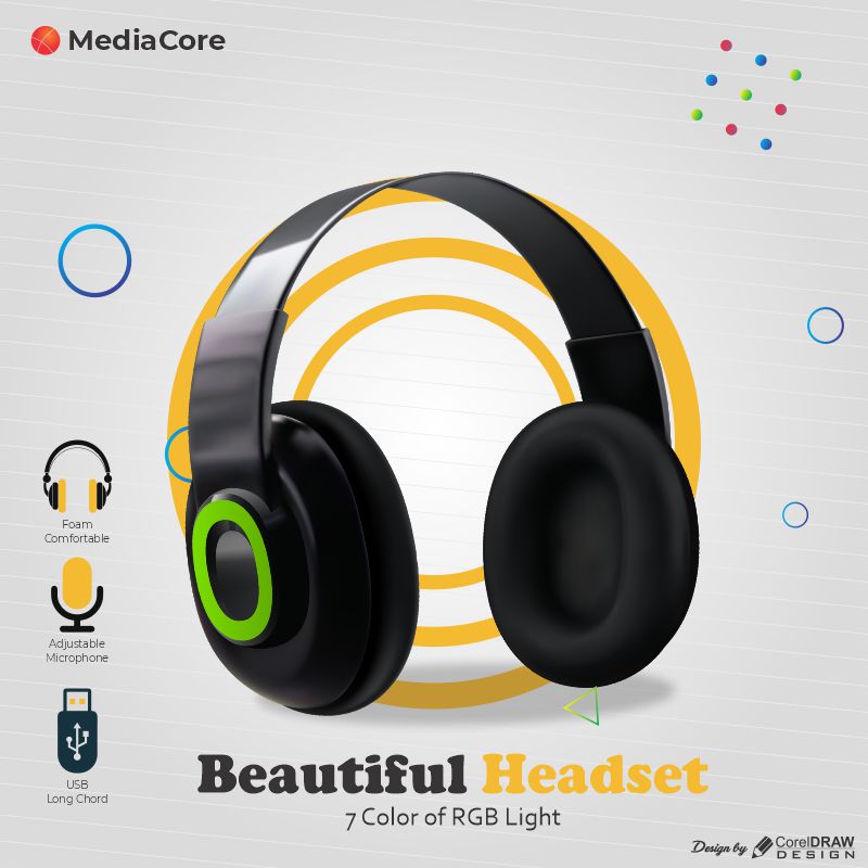 Mediacore Headphone Beautiful Poster Ad Download From Corledrawdesign