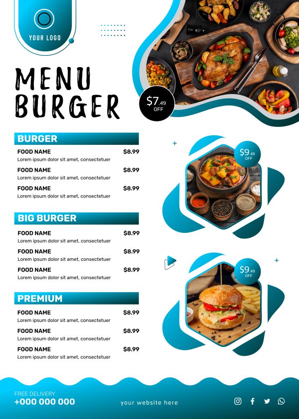 Menu Burger poster design download for free