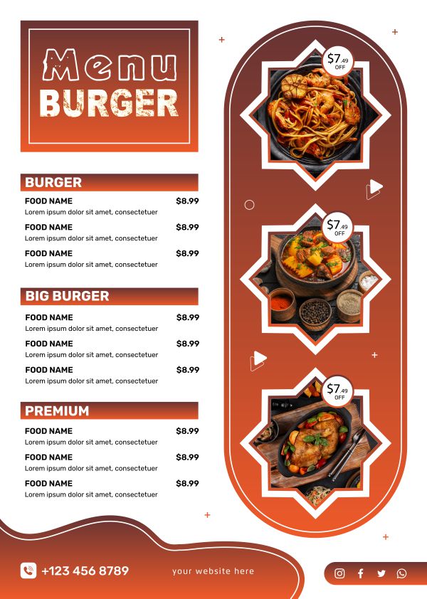 Menu Burger poster design download free