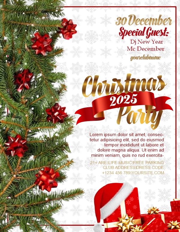 Merry Christmas 2025 Party Flyer Vector Design Download For Free